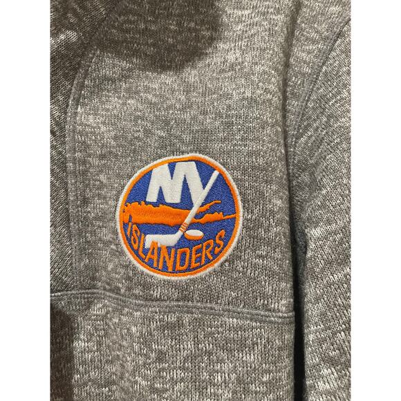 Men's Antigua Charcoal New York Islanders Fortune 1/2-Zip Pullover Jacket Size L - Picture 6 of 8